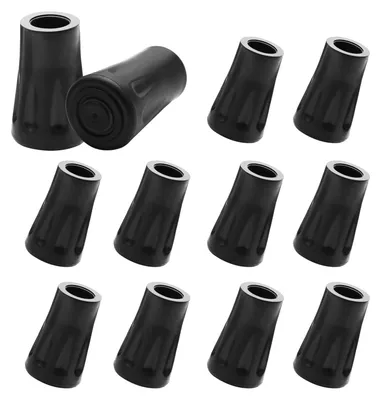 Produktbild von Wanderstockspitzen Gummi Wanderstockschutz - 11 mm - Schwarz - 12 Stück - Für Trekkingstöcke und Nordic Walking