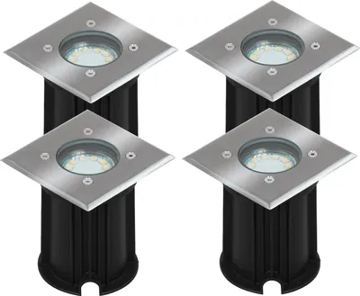 Produktbild von 4er-Set LED-Bodeneinbaustrahler Outdoor, eckig, befahrbar 800 kg IP65
