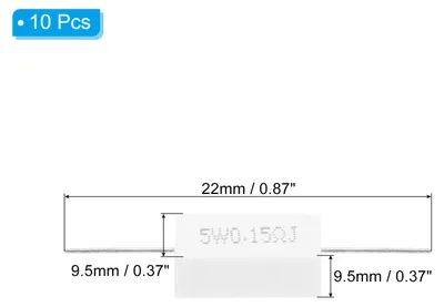 Produktbild von 0,15 Ohm Widerst?nde, 10 Stš¹ck 5W Keramik Zementwiderstand Leistungs-Zementwiderstand Kit Toleranz 5% fš¹r Netzadapter Audio Computer TV Leiterplatte