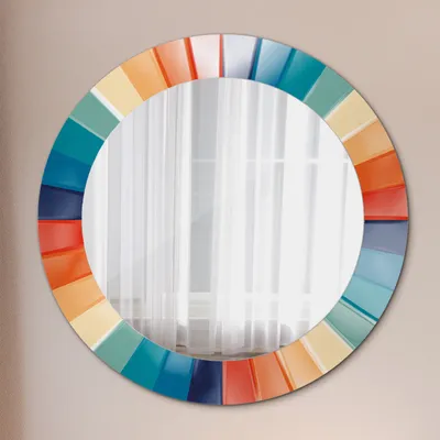Produktbild von Wohnzimmer Spiegel - Mirror zum Wandspiegel Schlafzimmer – Schminkspiegel - Radial Konzentrisch Streifen - Runder: Ø60 cm