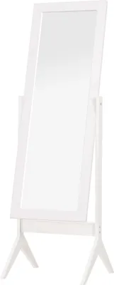 Zdjęcie produktu dla Lustro stojące HOMCOM, lustro do makijażu, pełnej długości, podniesione nóżki, łatwe w pielęgnacji, płyta MDF, białe, 47 x 46 x 148 cm