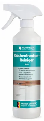 Produktbild von HOTREGA Küchenfronten-Reiniger matt 500 ml Spray | gebrauchsfertiger Oberflächenreiniger gegen Fett & Öl | säure- und laugenfrei | materialschonend