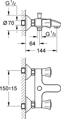 Produktbild von Grohe Costa Zweigriff-Wannenbatterie chrom - 25450001