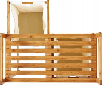 Produktbild von Wäschekorb aus Bambus mit Zwei Wäschesack Badezimmerregal Badregal Wäschesortierer Bambusregal Wäschebox für Bad und Waschküche 63,5x33x74cm Weiß