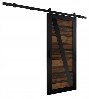 Produktbild von KierMoebel Schiebetür Komplettset LOFT ADIO 4 Schwarz & Old Style 96x205x3,2 cm, Wohnzimmer Schiebetür