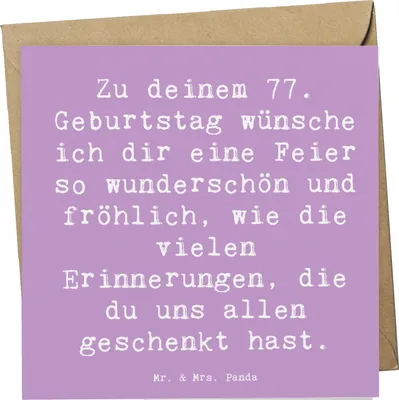 Produktbild von Mr. & Mrs. Panda Grußkarte Spruch 77. Geburtstag - Lavendeltraum - Geschenk, Happy Birthday, Glückwunsch, faltkarte, Geburtstagsspruch, besonderer Mensch, Alter, 77 Jahre
