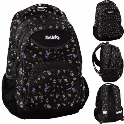 Produktbild von Paso Schulrucksack Mädchen Schwarz Blumen BU25KF-2708