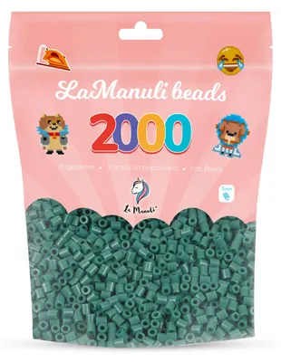 Zdjęcie produktu dla La Manuli Koraliki do prasowania ciemnozielone 2000 szt. Midi 5 mm – prasowanki, koraliki termiczne, zestaw uzupełniający do pixel art