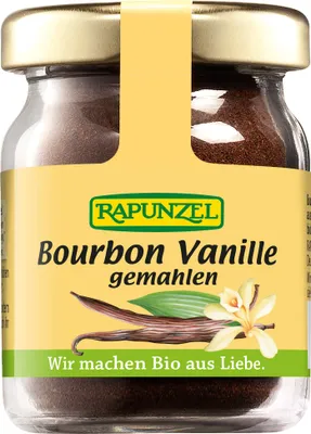 Produktbild von Rapunzel 1460370, 15 g, Bourbon Vanille* *kontrolliert biologischer Anbau, 317 kcal, 1332 kJ, 3,9 g, 3,2 g