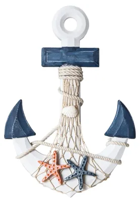 Houten ankerdecoratie, nautisch, 33x22,5 cm, blauwgroen, für Wand