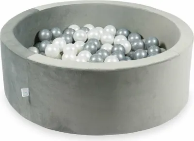 Image de Piscine à balles 90x30 gris velours - Avec 200 balles / Perle, Argent