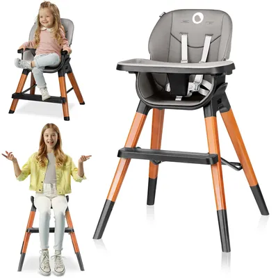 Produktbild von Lionelo Mona 4in1 Kinder Hochstuhl Baby Kombihochstuhl Kinderhochstuhl Babystuhl Schwarz-Grau