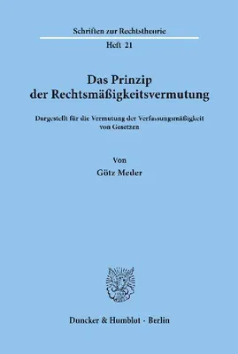 Produktbild von Das Prinzip der Rechtsmäßigkeitsvermutung,