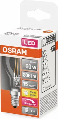 Immagine prodotto di OSRAM LED lampada a goccia E14 6,5W 806lm clear dim
