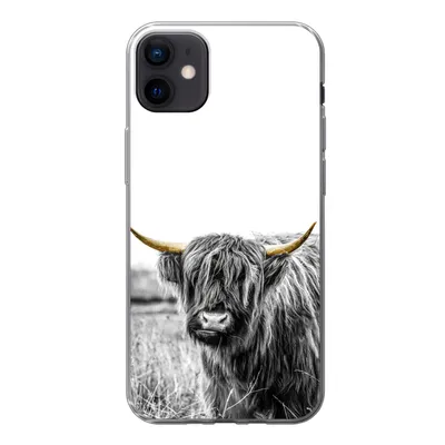 Produktbild von MuchoWow® Handyhülle Schutzhülle Hülle für iPhone 12 mini Schottischer Highlander - Gold - Schwarz - Weiß Silikon Softcase Handy Hülle - Bild