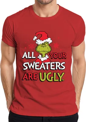 Produktbild von Grinch All Your Sweaters Are Ugly Weihnachten lustig Geschenk Herren T-Shirt, Rot, M