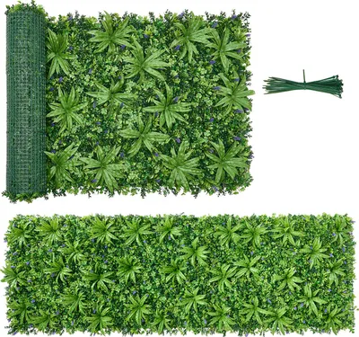 Image de VEVOR Haie artificielle, mur végétal 3 x 1 m, brise-vue en PE, clôture brise-vue, pare-vent, clôture haie, revêtement de balcon en plantes artificielles pour mariages, intérieurs, jardins extérieurs, arrière-cours (1 pièce)