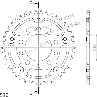 Produktbild von Stealth-Kettenrad Supersprox 530 - 42Z (gold) RST-1334:42-GLD|ID 80,0 LK 110,0 5-Loch/5-Loch