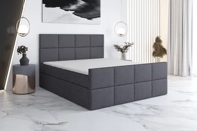 Produktbild von Boxspringbett TOKI 120x200 mit 2 Bettkästen, Bonell-Matratze und Topper. Farbe: Grau