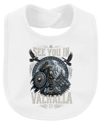 Imagen del producto de Nos vemos en Valhalla. Vikingo, guerrero, Odín, Valknut, runas, nórdico, Thor. Bebé, blanco, talla única