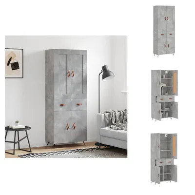 Produktbild von vidaXL Highboard Betongrau 69,5x34x180 cm Holzwerkstoff -  Sideboards