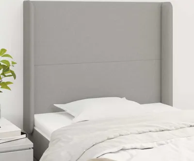 Produktbild von The Living Store Kopfteil mit Ohren Hellgrau 103x16x118/128 cm Stoff