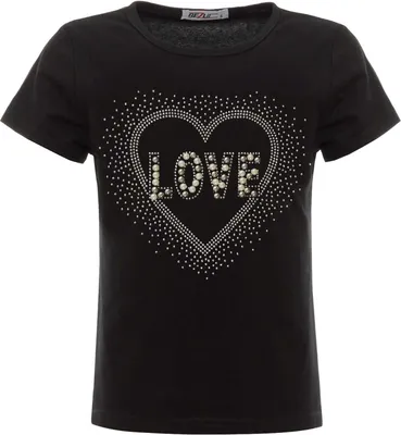Produktbild von BEZLIT Mädchen Sommer T-Shirt mit Glitzersteinchen und Kunst-Perlen Schwarz 104