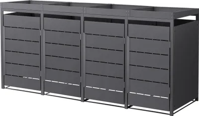 Produktbild von ML-Design Mülltonnenbox 4er mit Pflanzdach, Mülltonnenverkleidung für 4 Tonne, 240L, 260x80x124 cm, Anthrazit, aus Stahl, wetterfest, Müllbox mit Tür
