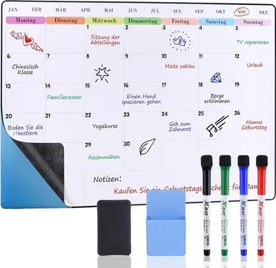 Produktbild von Famanu Monatsplaner - Übersichtliches Planungsboard - Magnetischer Monatskalender - Inkl. Marker und Wischer - 60x40 cm