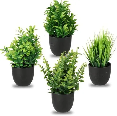Image de Lot de 4 petites plantes artificielles pour la décoration d'intérieur