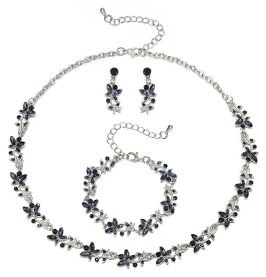 Produktbild von Damen Schmuckset mit Kristallen und Blumenmotiv für die Hochzeit
