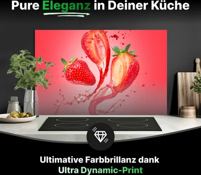 Produktbild von Spritzschutz Küchenrückwand Glas 80 x 50 cm Saftige Erdbeeren - RUECKWAND24