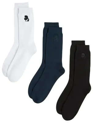 Immagine prodotto di KARL LAGERFELD, calzini da uomo con logo K/Kameo (confezione da 3), colore: nero/blu/bianco, taglia: 39-42