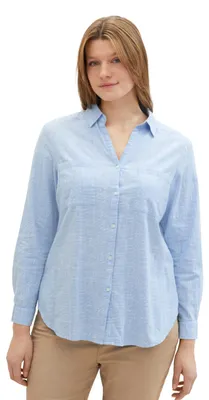 Produktbild von TOM TAILOR Damen Plussize Hemdbluse mit Brusttaschen, 22758 - Dreamy Blue, 50