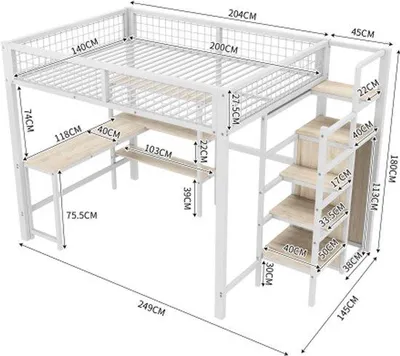 Zdjęcie produktu dla Łóżeczko dziecięce, 90 x 200 cm, z żelazną ramą, białe, z certyfikatem EN747, wysokie, z regulacją wysokości, solidne