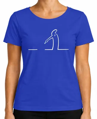 Imagen del producto de Camiseta para mujer, diseño "La Linea Balum Osvaldo Cavandoli Strichmännchen Kult", color azul, talla S