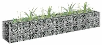 Zdjęcie produktu dla Kosz ogrodowy na podwyższoną grządkę 180 x 30 x 30 cm – Kosz kamienny XL – Stal ocynkowana – Trwały kosz ogrodowy do ogrodu i na taras – Kosz na rabaty odporny na warunki atmosferyczne