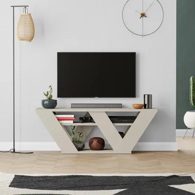 Produktbild von DECORTIE Pipralla Moderner TV-Ständer Multimedia-Center TV-Element, Sandstein 110 x 30 x 40 cm