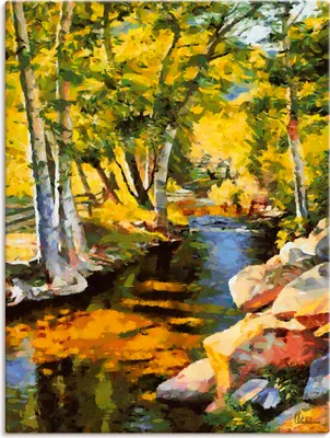 Produktbild von ARTland Leinwandbild Bach mit Felsen Größe: 45x60 cm