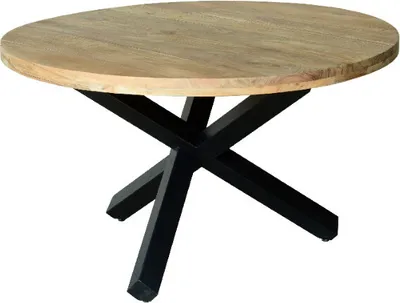Immagine prodotto di Casa Dolce tavolo da pranzo rotondo RALIA, marrone, 130x130x77 cm, legno di acacia, gambe in metallo nero