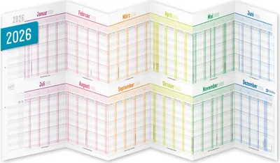Produktbild von Urlaubs-/Team-Kalender 2026 - A4-Leporello - 89 x 29 cm / Rainbow / Häfft-Verlag