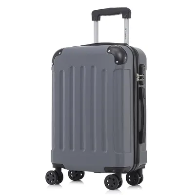Produktbild von Koffer Trolley Reisekoffer Suitcase, Rollkoffer Handgepäck ,mit 4 Rollen360°, Hartschalenreisekoffer, Zahlenschloss, Weicher Gummigriff(M,Grau)