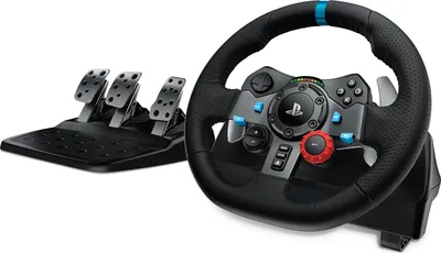 Produktbild von Logitech G29 Driving Force Gaming Rennlenkrad, Zweimotoriges Force Feedback, 900° Lenkbereich, Racing Leder-Lenkrad, Verstellbare Edelstahl Bodenpedale, für PS5, PS4, PC, Mac - Schwarz
