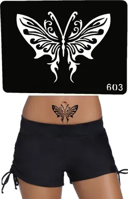 Produktbild von Henna Tattoo Schablone Airbrush Stencil Selbstklebend Schmetterling