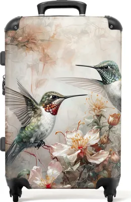 Produktbild von NoBoringSuitcases.com® Großer Koffer - Kolibri - Vögel - Blumen - Pflanzen - Kombinationsschloss TSA - Hartschalen Trolley 4 Rollen - 72 liter - Reisekoffer - 66 cmKoffer Mittelgroß 67x43x25 cm, 72L,