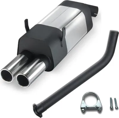 Produktbild von JOM Edelstahl Endschalldämpf Sport Auspuff 2x76 rund BMW E36 6 Zyl. 320i 323i