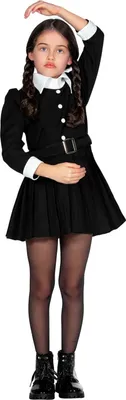 Produktbild von Wednesday - Hexen Halloween Kostüm Kinder Kindergröße: 128