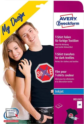 Productafbeelding van Avery Zweckform MD1003 textieltransferfolie voor gekleurde textiel, 210 x 297 mm, 4 vel