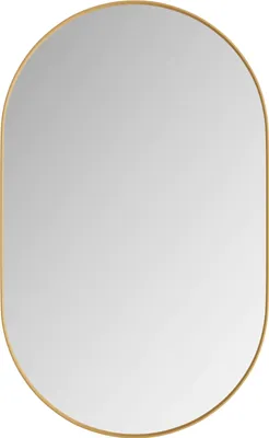 Produktbild von okwish  Ovaler  Spiegelschrank,  Wandschrank  Badezimmerschränke mit Metallrahmen, Spiegel und verstellbaren Regalen,Medizinschrank  mit Stauraum, Gold