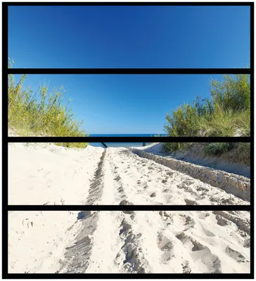 Produktbild von Wallario Möbelfolie / Aufkleber, geeignet für Ikea Malm Kommode mit 4 Schubfächern - Auf dem Sandweg zum Strand - Blauer Himmel über dem Meer
